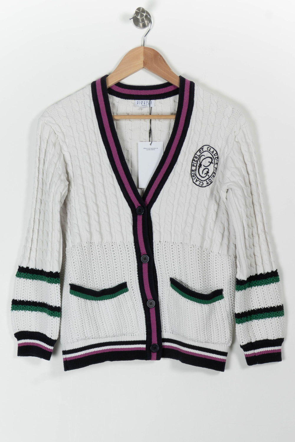 Cardigan Blanc et Noir - Taille S/36 de la marque Claudie Pierlot | PARAD65847 - Vendu par Paradigme - Image 2