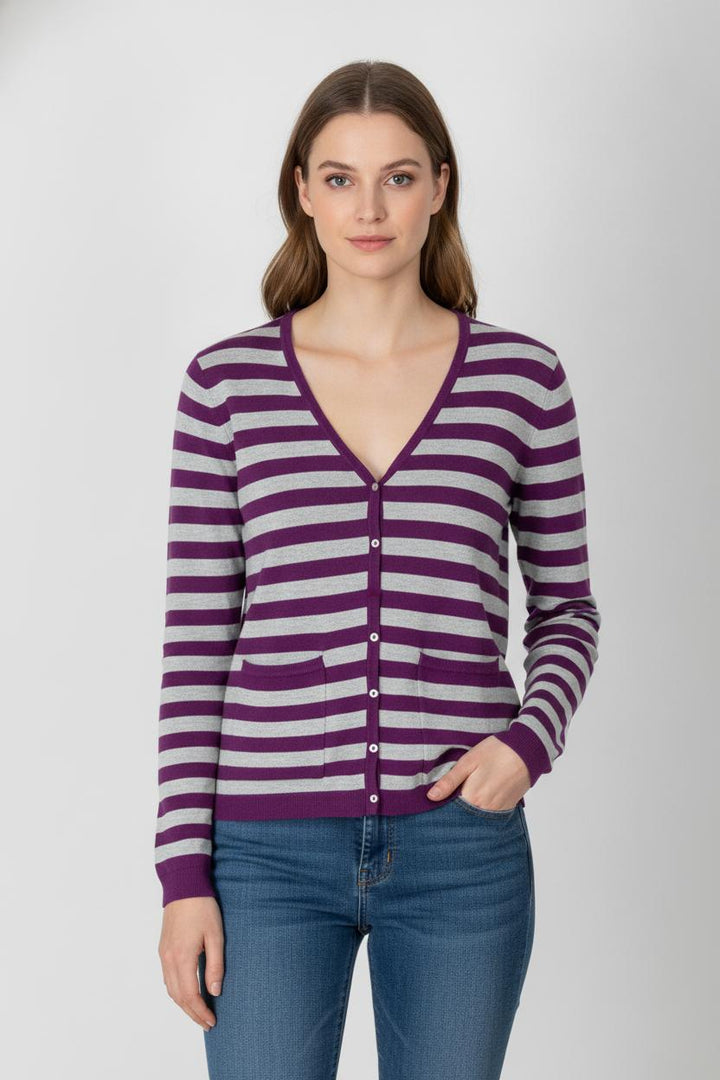 Cardigan Gris et Violet - Taille M/38 de la marque Galeries Lafayette | PARAD65883 - Vendu par Paradigme - Image 1