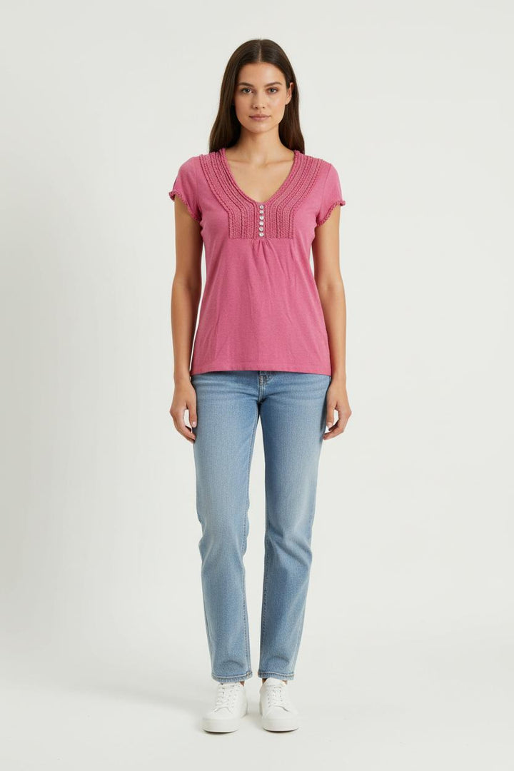 Tee-shirt Rose - Taille S/36 de la marque Caroll | PARAD65969 - Vendu par Paradigme - Image 1