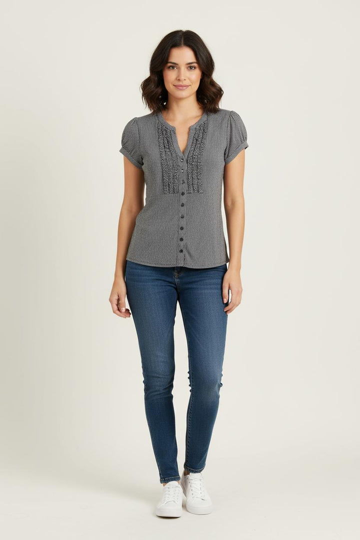 Chemisier Gris et Blanc - Taille S/36 de la marque Caroll | PARAD65970 - Vendu par Paradigme - Image 1