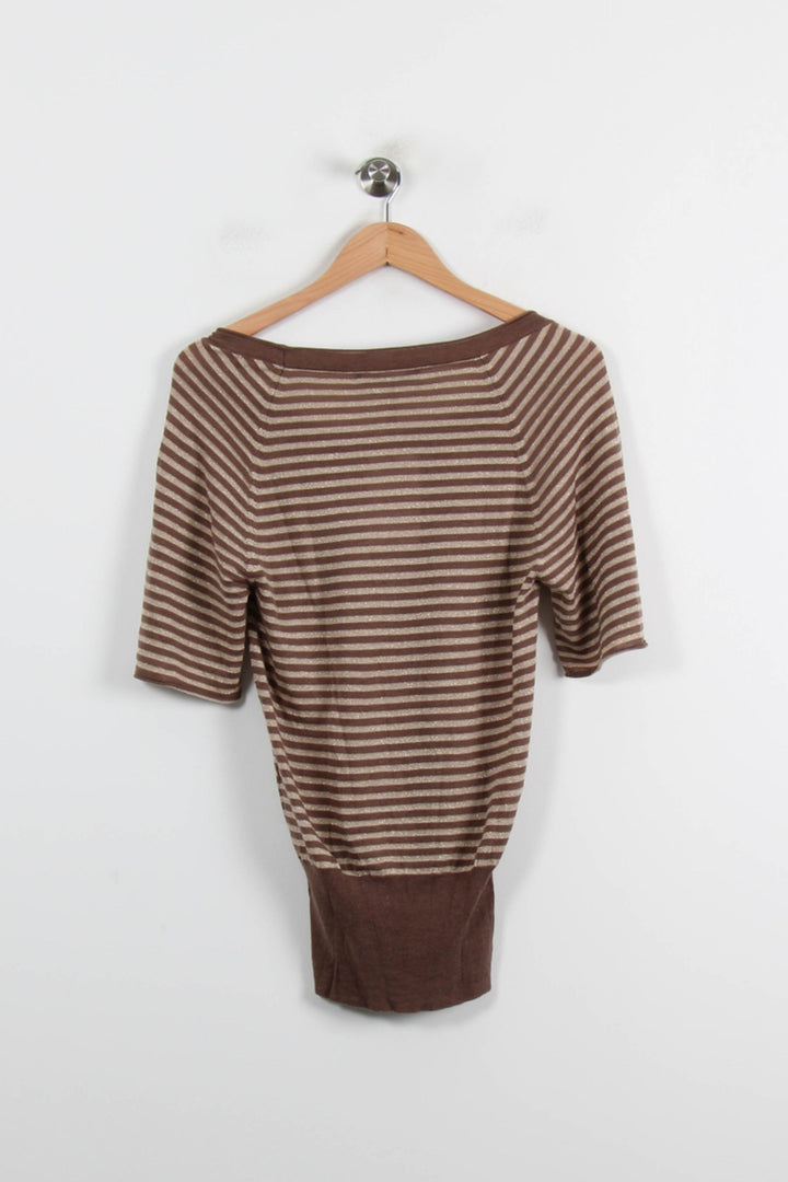 Pull Marron et Beige - Taille S/36 de la marque Caroll | PARAD65991 - Vendu par Paradigme - Image 4
