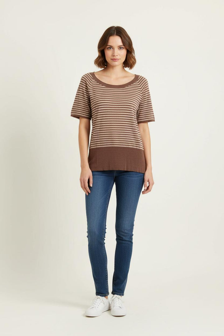 Pull Marron et Beige - Taille S/36 de la marque Caroll | PARAD65991 - Vendu par Paradigme - Image 1