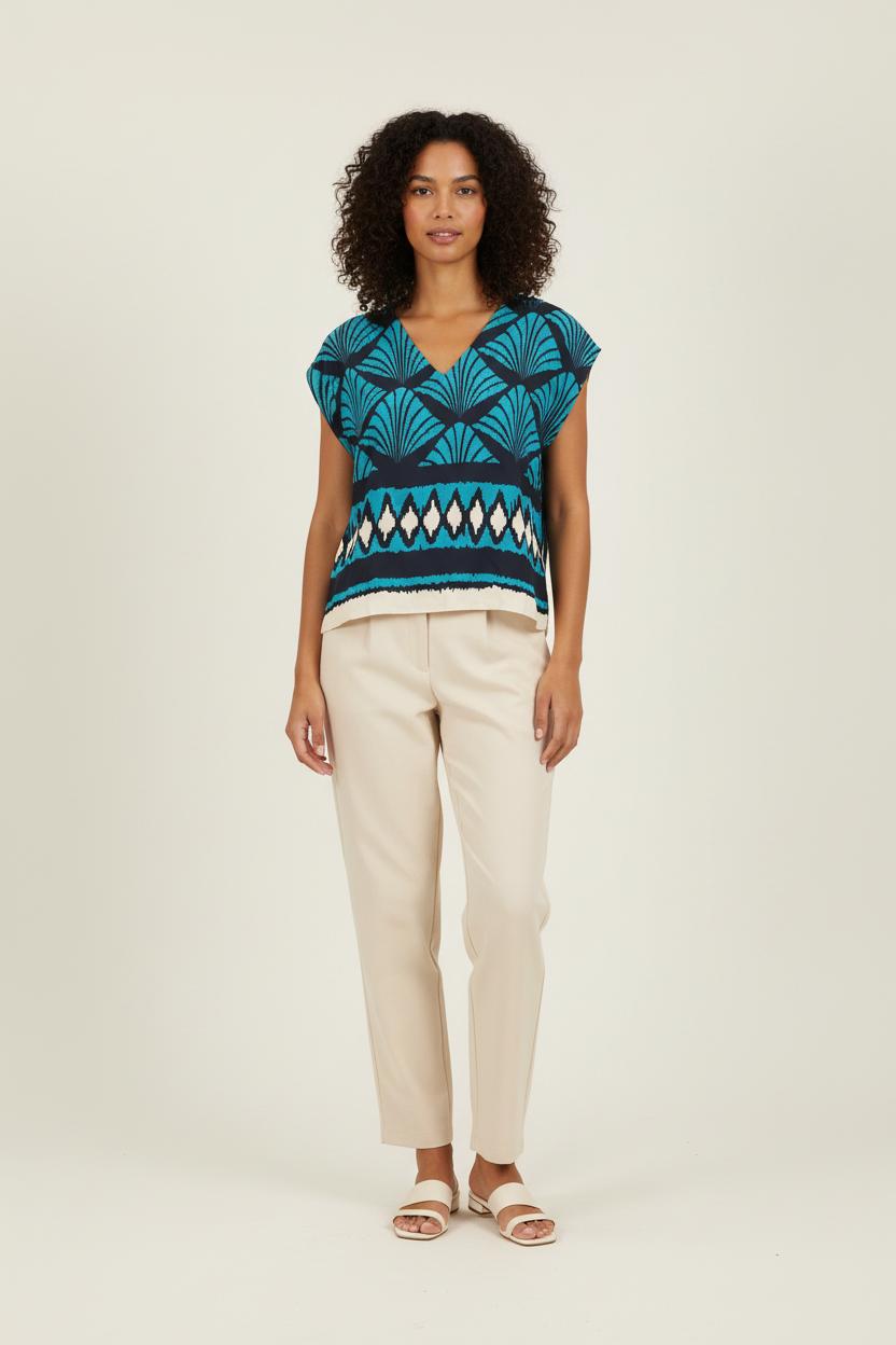 Blouse Bleue et Blanche - Taille S/36 de la marque La Fée Maraboutée | PARAD66032 - Vendu par Paradigme - Image 1