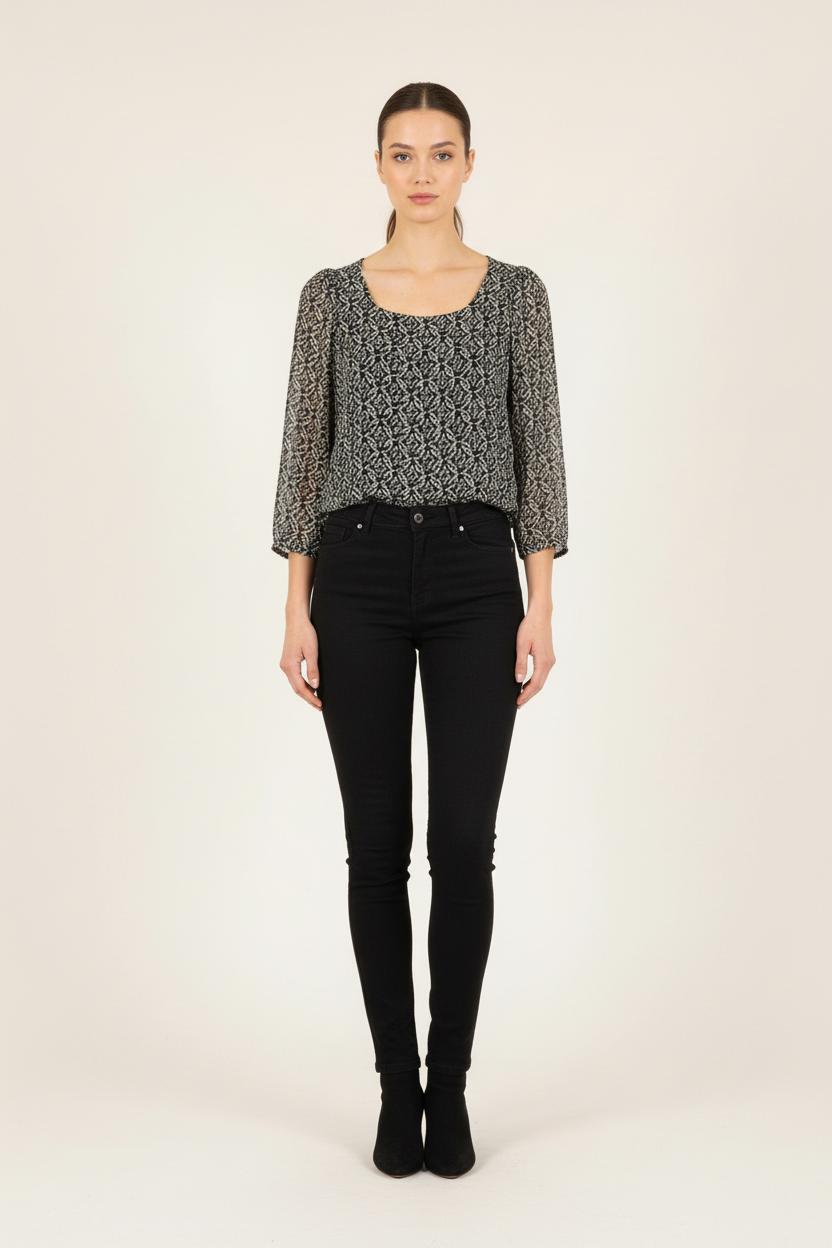 Blouse Noire et Blanche - Taille S/36 de la marque Claudie Pierlot | PARAD66034 - Vendu par Paradigme - Image 1