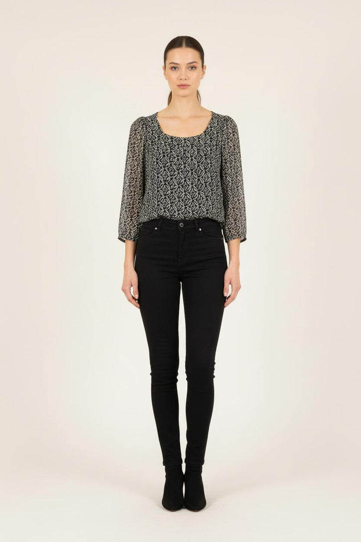Blouse Noire et Blanche - Taille S/36 de la marque Claudie Pierlot | PARAD66034 - Vendu par Paradigme - Image 1