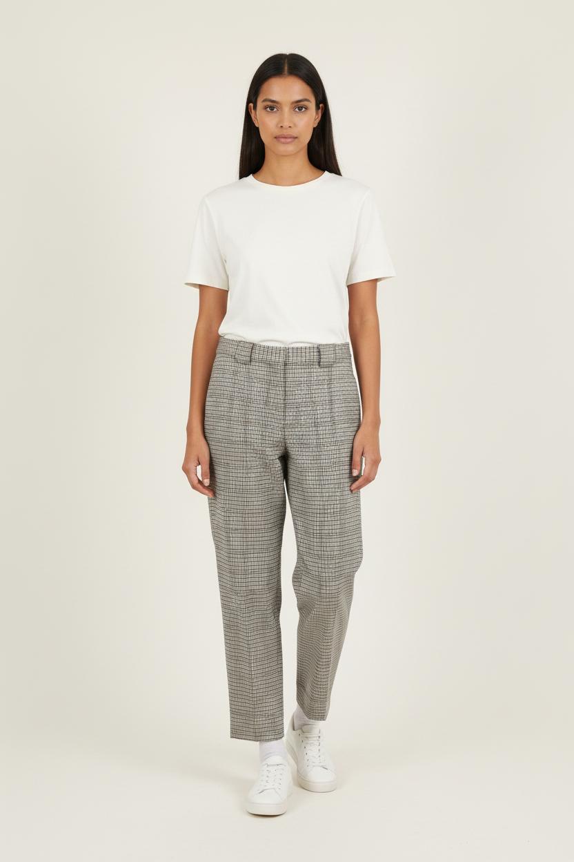 Pantalon Carreaux Beige et Noir - Taille M/38 de la marque Sandro | PARAD66052 - Vendu par Paradigme - Image 1