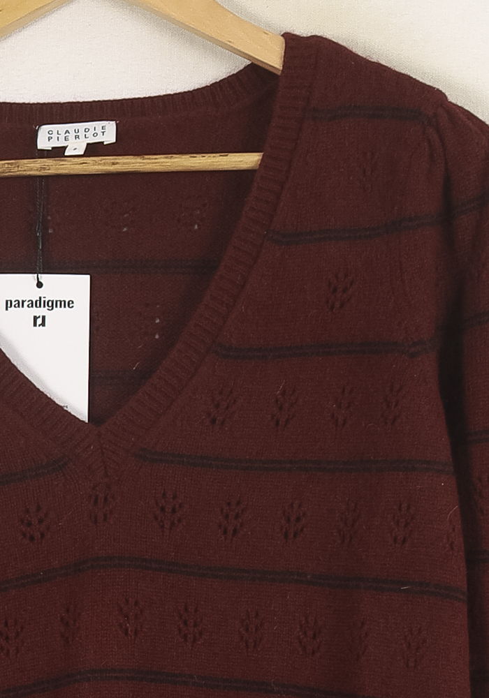 Pull Bordeaux - Taille M/38 de la marque Claudie Pierlot | PARAD66068 - Vendu par Paradigme - Image 3