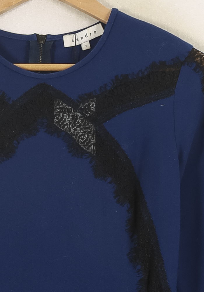 Robe Bleu et Noire - Taille S/36 de la marque Sandro | PARAD66084 - Vendu par Paradigme - Image 3