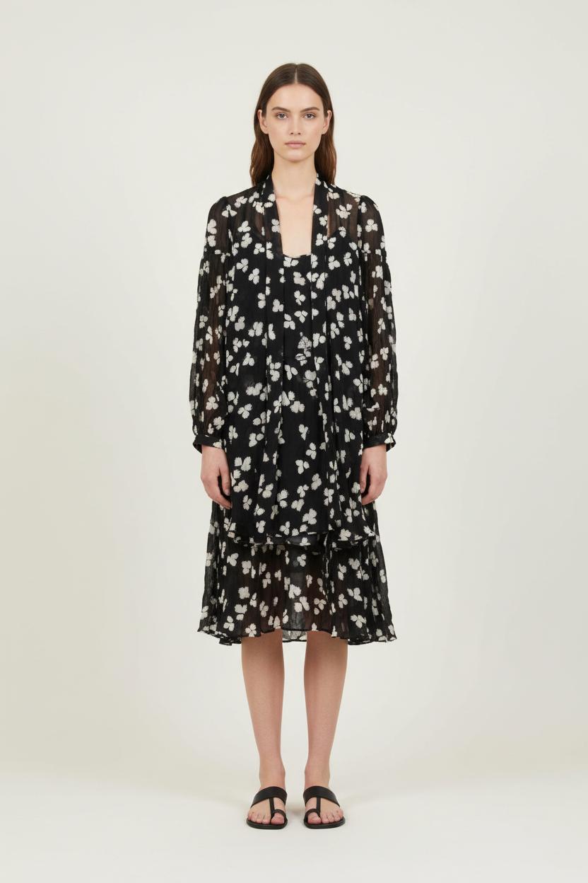 Robe Midi Noire et Blanche - Taille S/36 de la marque The Kooples | PARAD66094 - Vendu par Paradigme - Image 1