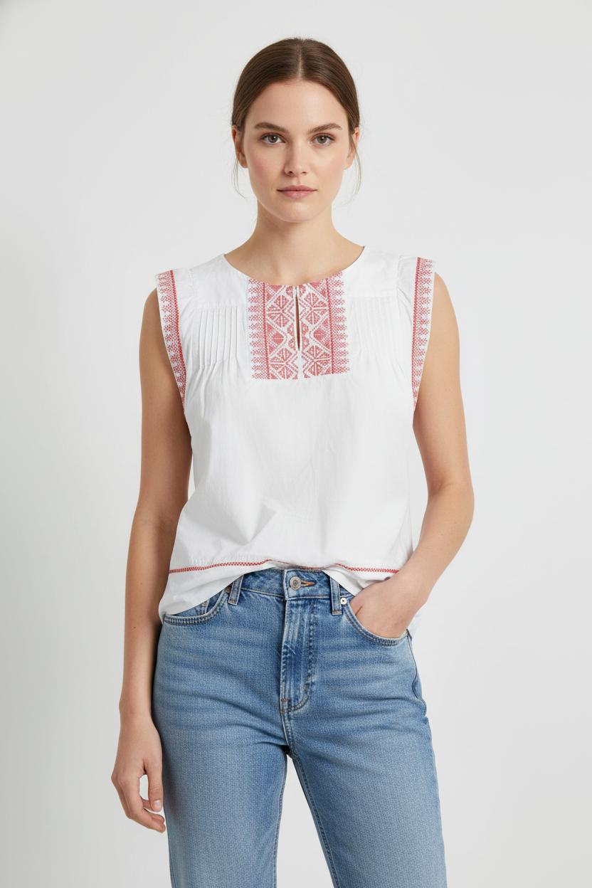 Blouse Blanche et Rouge - Taille M/38 de la marque Weekend Max Mara | PARAD66152 - Vendu par Paradigme - Image 1