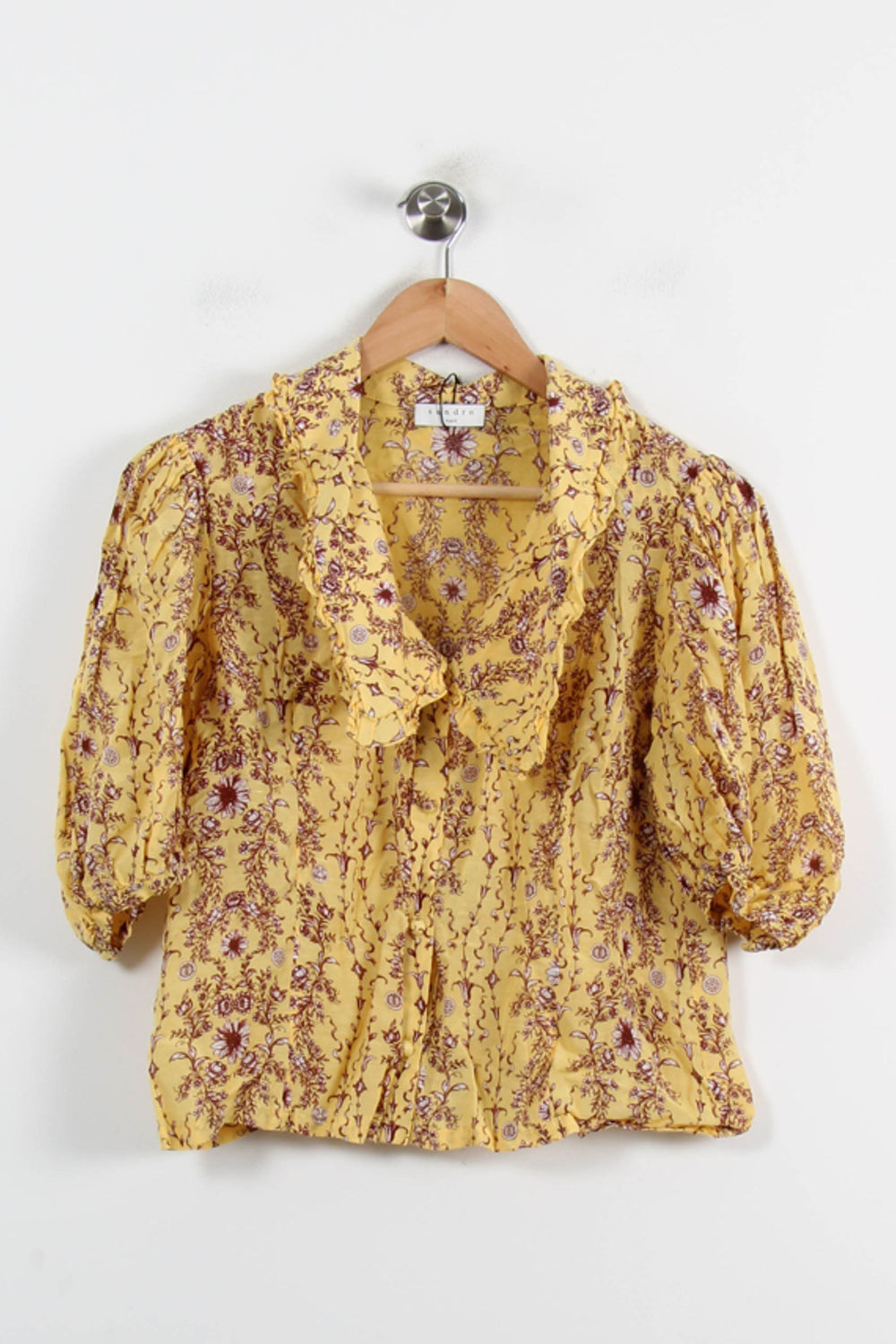 Blouse Jaune et Bordeaux - Taille L/40 de la marque Sandro | PARAD66159 - Vendu par Paradigme - Image 2