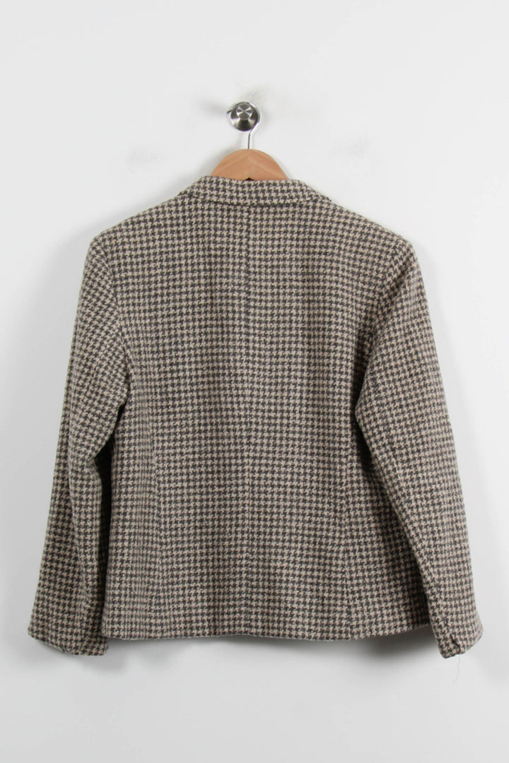 Blazer Pied-de-poule Gris et Beige - Taille M/38 de la marque Max Mara | PARAD66171 - Vendu par Paradigme - Image 4