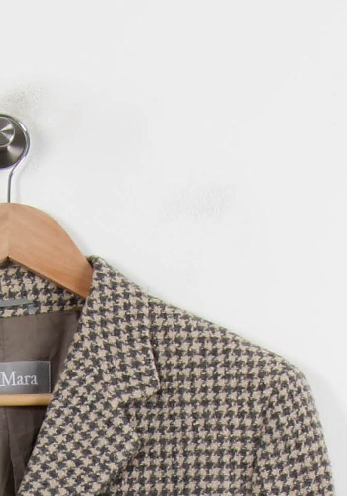 Blazer Pied-de-poule Gris et Beige - Taille M/38 de la marque Max Mara | PARAD66171 - Vendu par Paradigme - Image 3