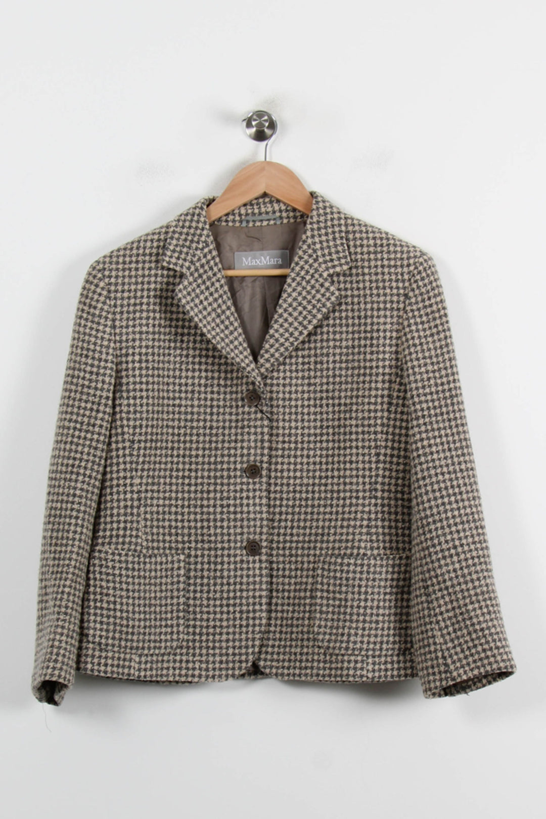 Blazer Pied-de-poule Gris et Beige - Taille M/38 de la marque Max Mara | PARAD66171 - Vendu par Paradigme - Image 2