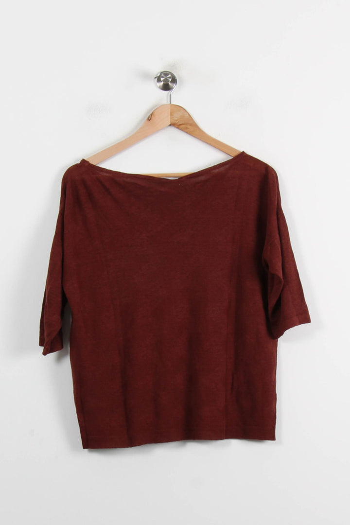 Pull Col Bateau Marron - Taille M/38 de la marque Maison Montagut | PARAD66266 - Vendu par Paradigme - Image 4