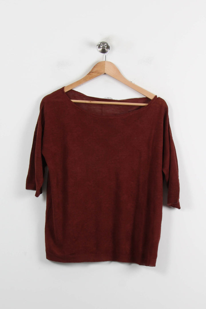 Pull Col Bateau Marron - Taille M/38 de la marque Maison Montagut | PARAD66266 - Vendu par Paradigme - Image 2