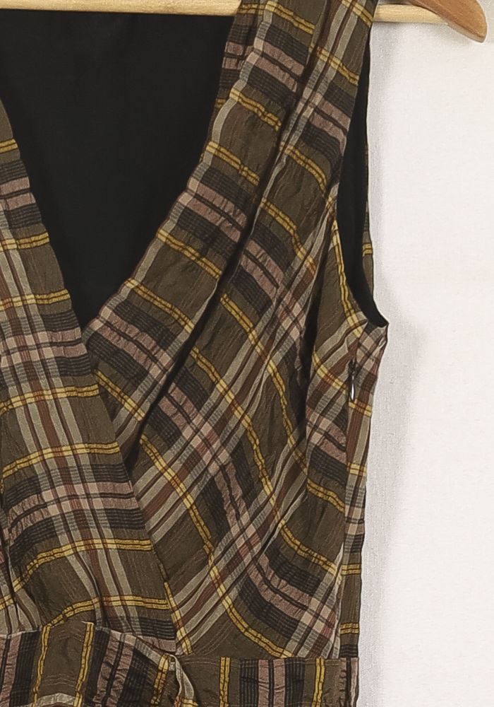Robe Croisée Marron à Carreaux - Taille S/36 de la marque Vanessa Bruno | PARAD66268 - Vendu par Paradigme - Image 3