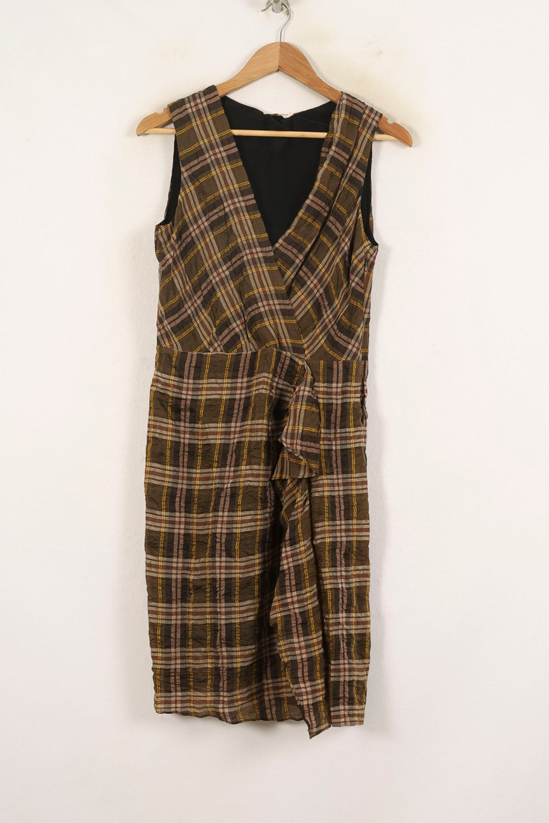 Robe Croisée Marron à Carreaux - Taille S/36 de la marque Vanessa Bruno | PARAD66268 - Vendu par Paradigme - Image 2