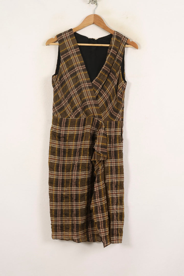 Robe Croisée Marron à Carreaux - Taille S/36 de la marque Vanessa Bruno | PARAD66268 - Vendu par Paradigme - Image 2