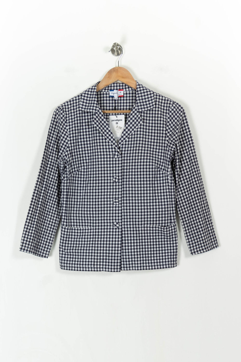 Veste Carreaux Bleu et Blanc - Taille S/36 de la marque Agnès b. | PARAD66319 - Vendu par Paradigme - Image 2