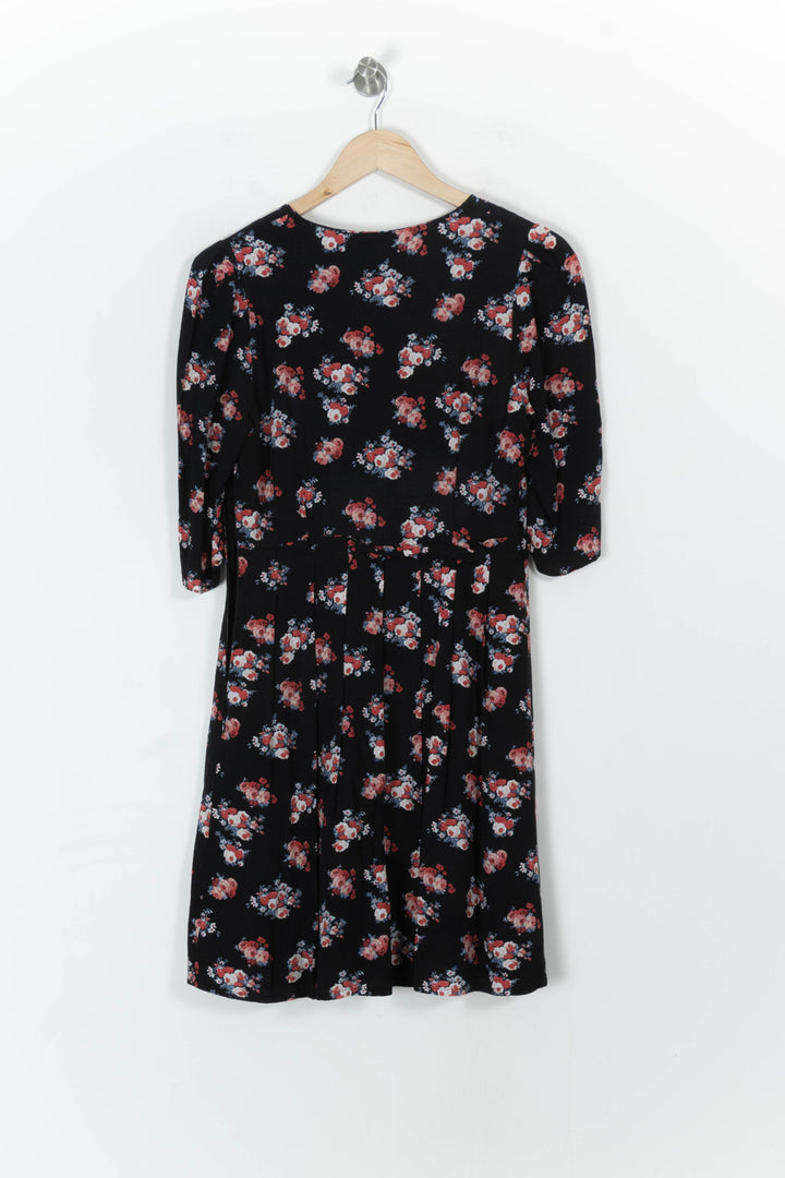 Robe Midi Noire à Fleurs Rouges - Taille M/38 de la marque Claudie Pierlot | PARAD66327 - Vendu par Paradigme - Image 4