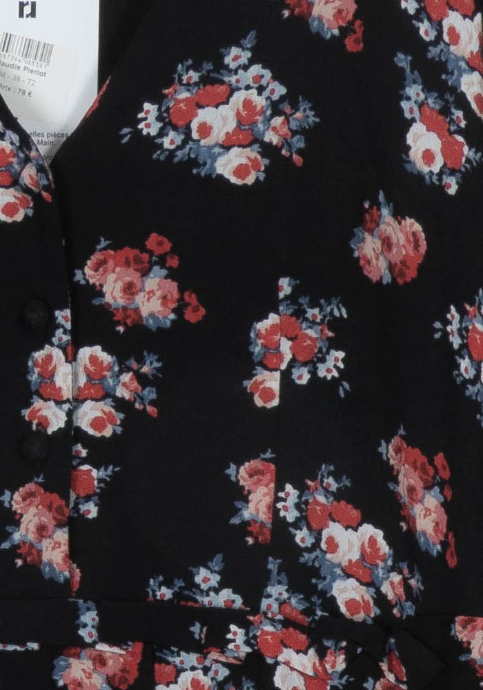 Robe Midi Noire à Fleurs Rouges - Taille M/38 de la marque Claudie Pierlot | PARAD66327 - Vendu par Paradigme - Image 3