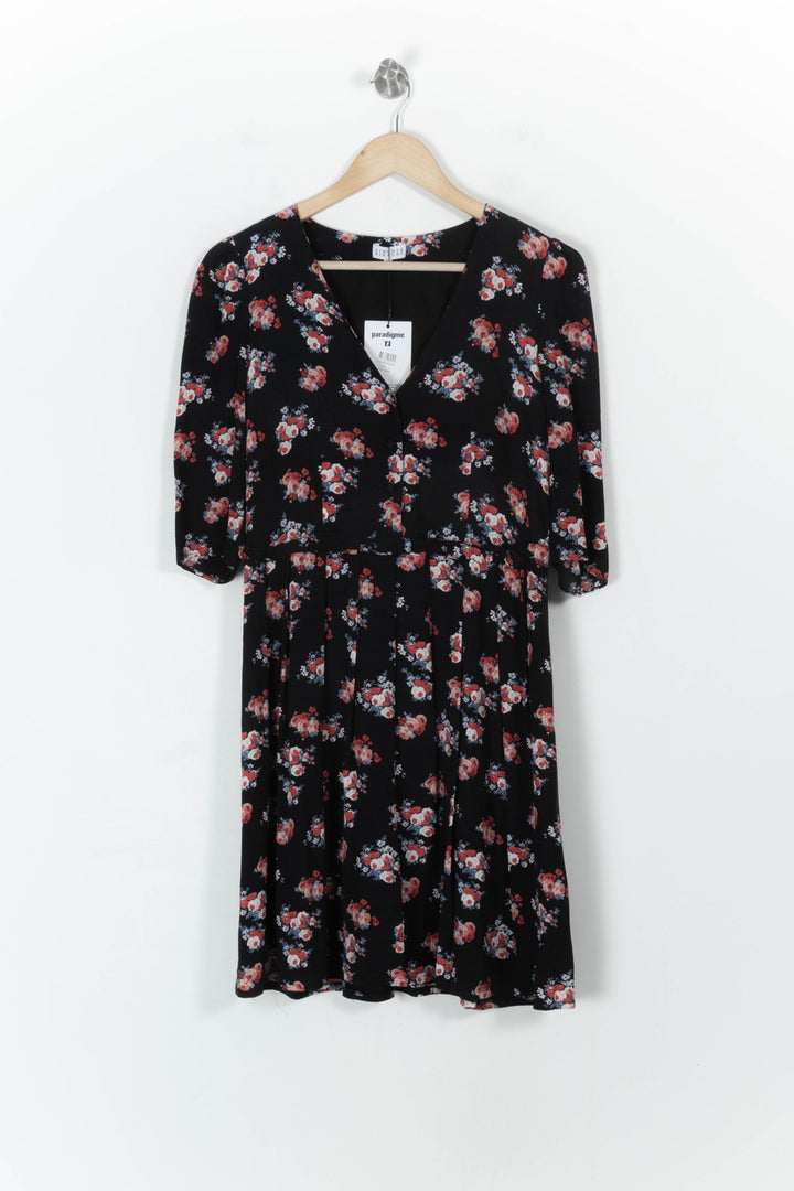 Robe Midi Noire à Fleurs Rouges - Taille M/38 de la marque Claudie Pierlot | PARAD66327 - Vendu par Paradigme - Image 2