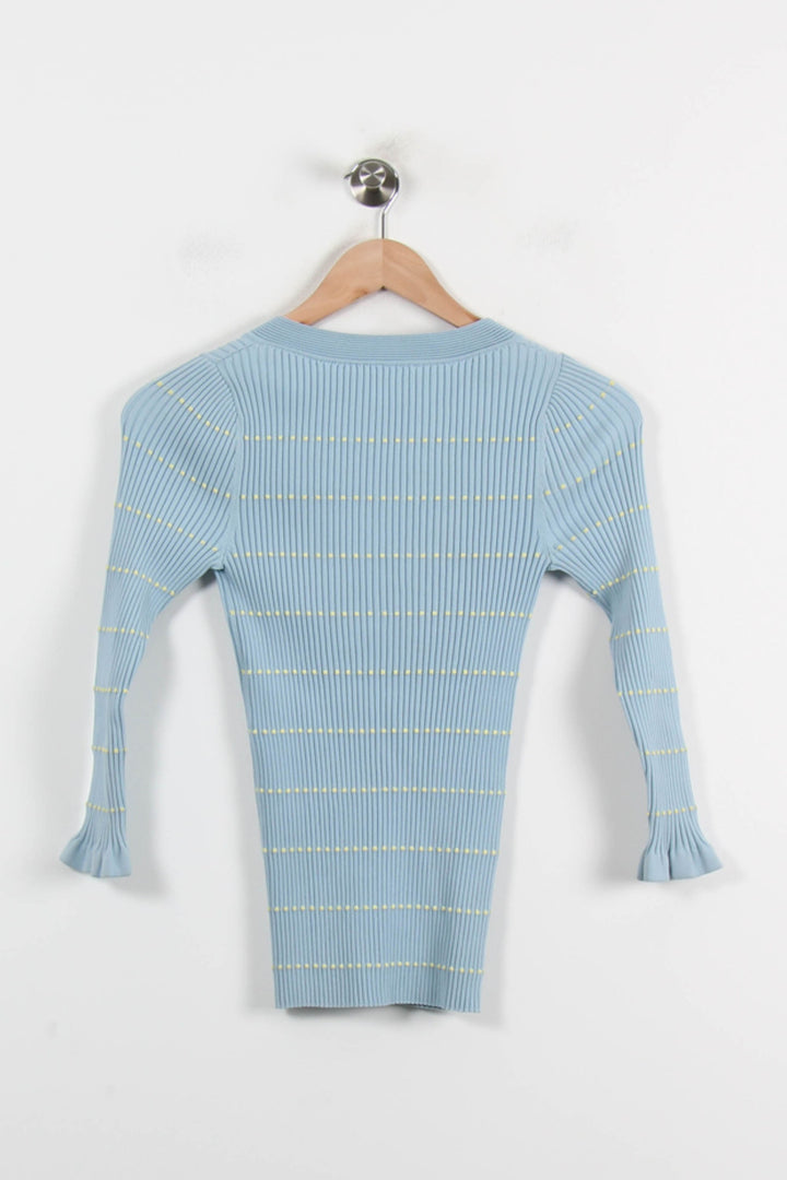 Pull Bleu et Jaune - Taille S/36 de la marque Sandro | PARAD66342 - Vendu par Paradigme - Image 4