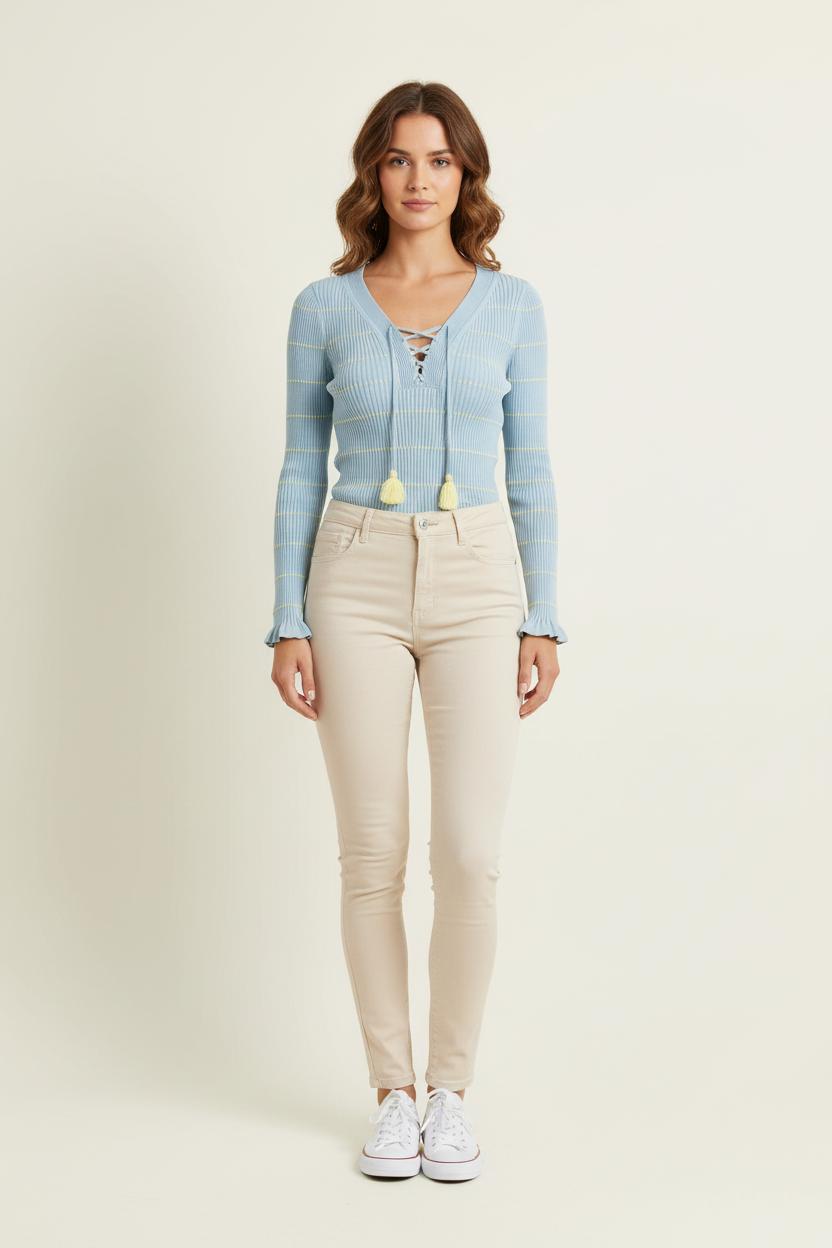 Pull Bleu et Jaune - Taille S/36 de la marque Sandro | PARAD66342 - Vendu par Paradigme - Image 1