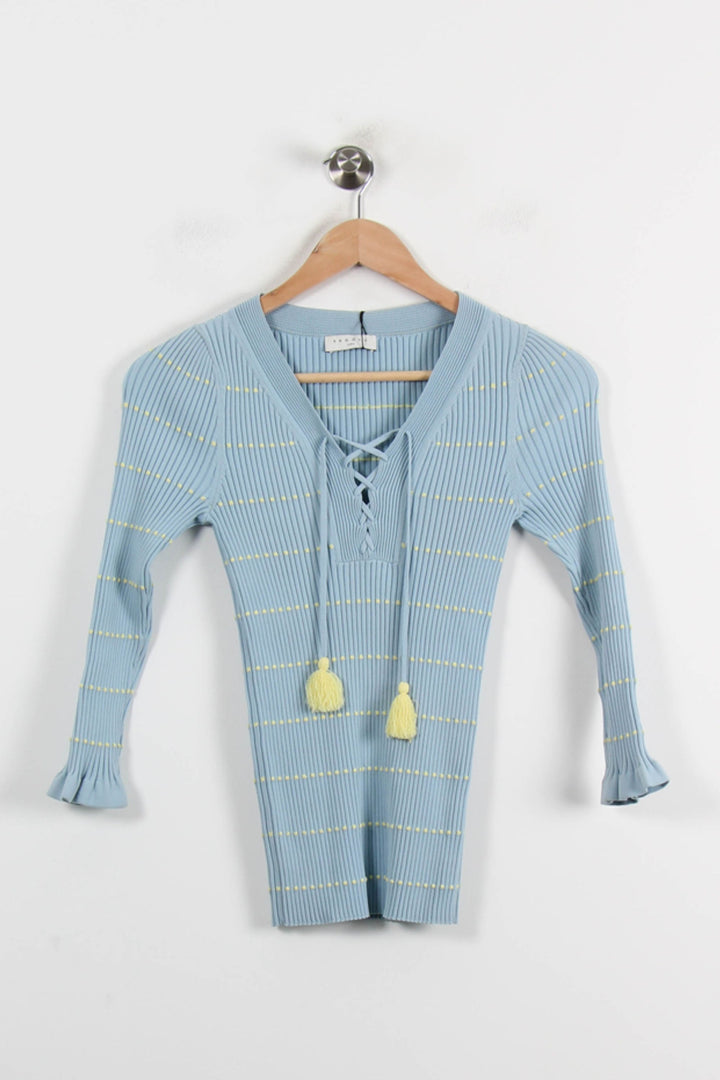 Pull Bleu et Jaune - Taille S/36 de la marque Sandro | PARAD66342 - Vendu par Paradigme - Image 2