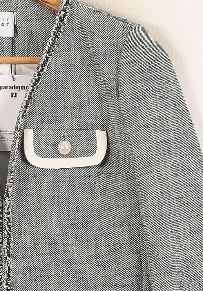 Veste Grise et Blanche - Taille XS/34 de la marque Claudie Pierlot | PARAD66368 - Vendu par Paradigme - Image 3