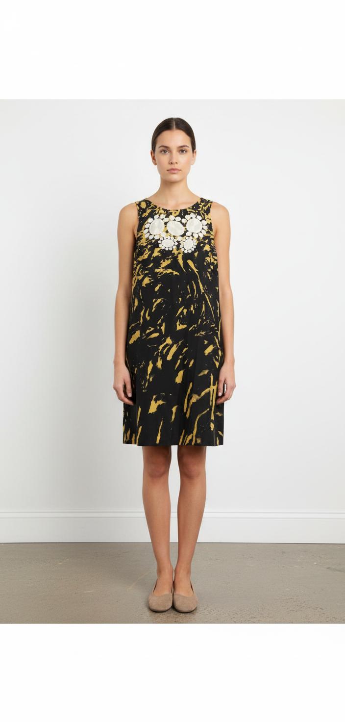 Robe Sans Manches Noire et Jaune - Taille S/36