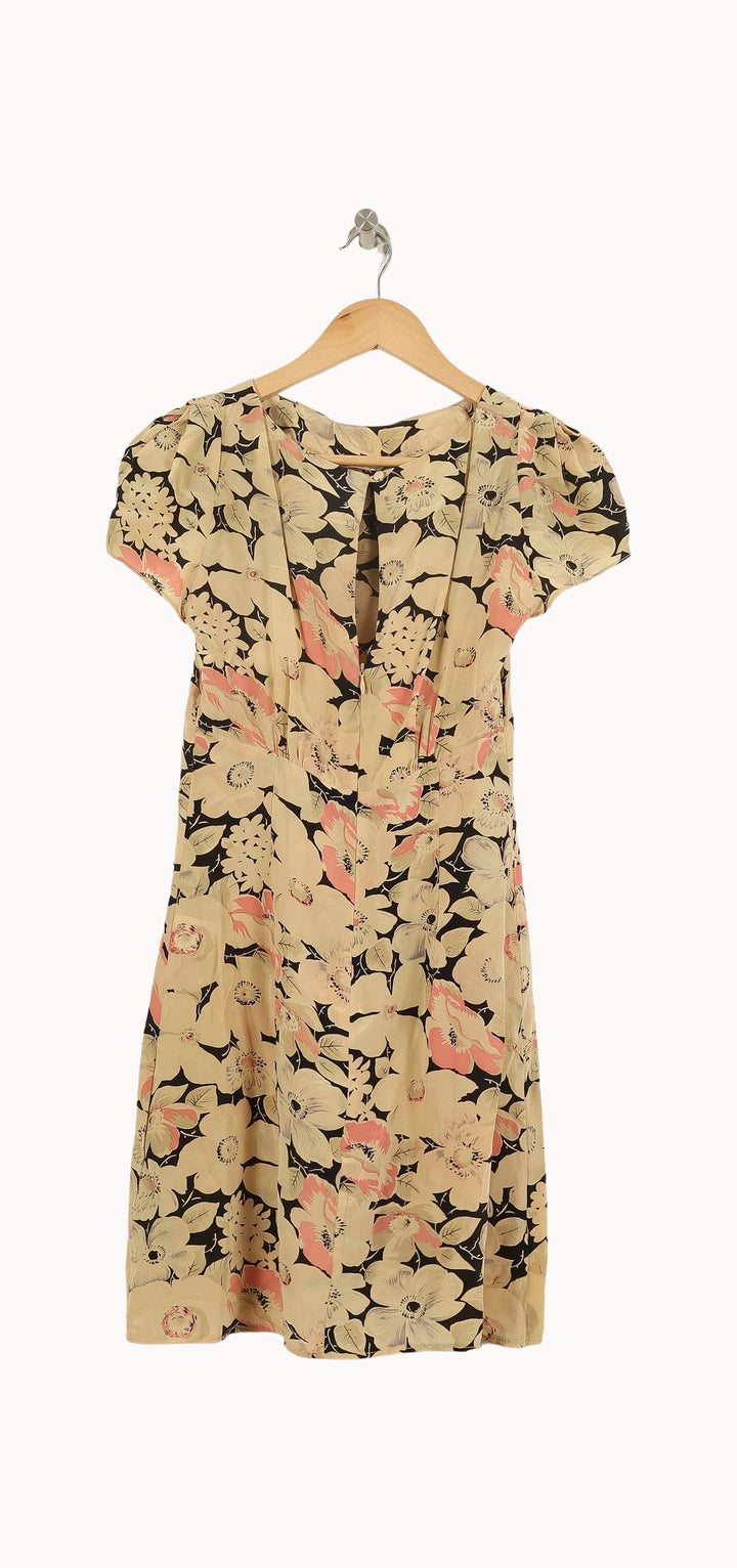 Robe Fleurie Beige et Noire - Taille S/36 de la marque Tara Jarmon | PARAD66389 - Vendu par Paradigme - Image 4