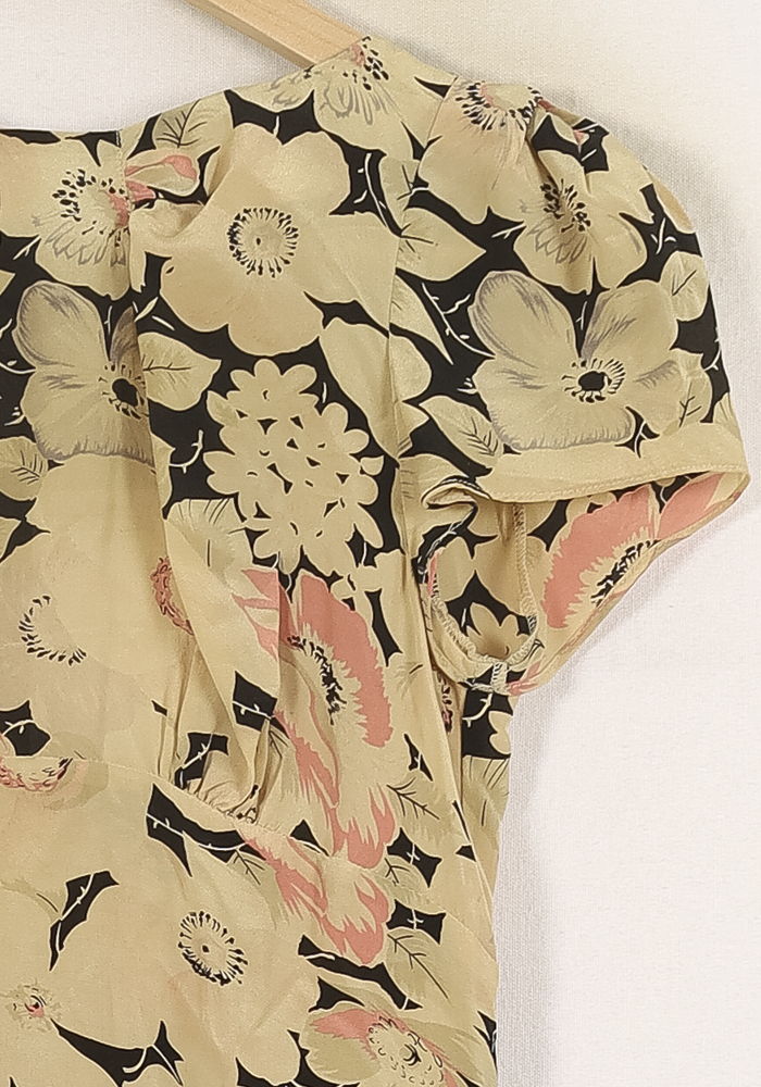 Robe Fleurie Beige et Noire - Taille S/36 de la marque Tara Jarmon | PARAD66389 - Vendu par Paradigme - Image 3