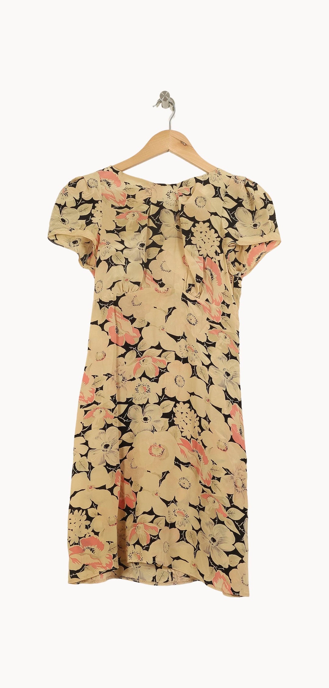 Robe Fleurie Beige et Noire - Taille S/36 de la marque Tara Jarmon | PARAD66389 - Vendu par Paradigme - Image 2