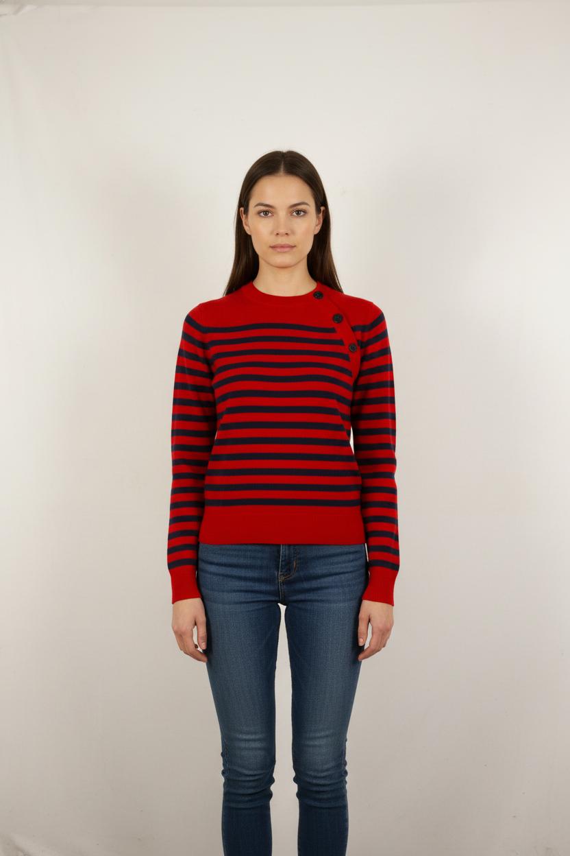 Pull Rayé Rouge et Bleu - Taille S/36