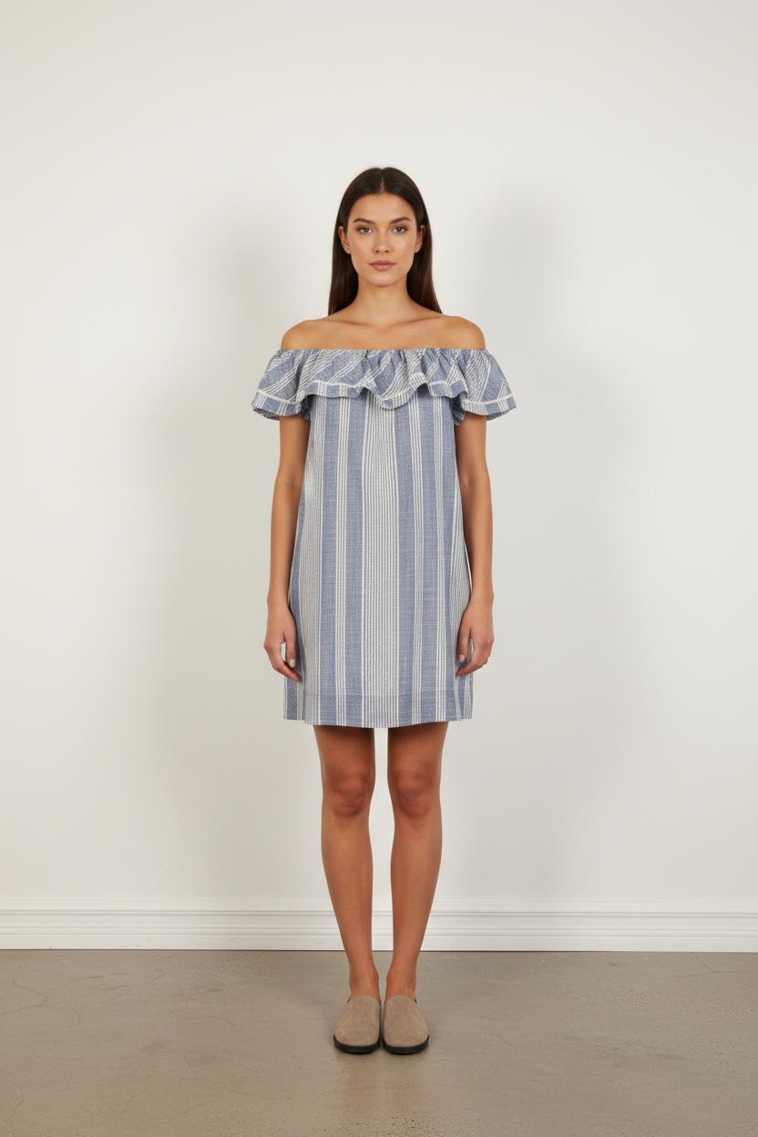 Robe Courte Bleue et Blanche - Taille S/36