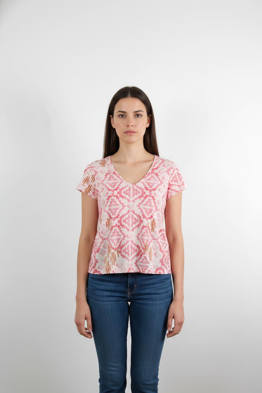 Tee-shirt Rose et Orange - Taille XS/34