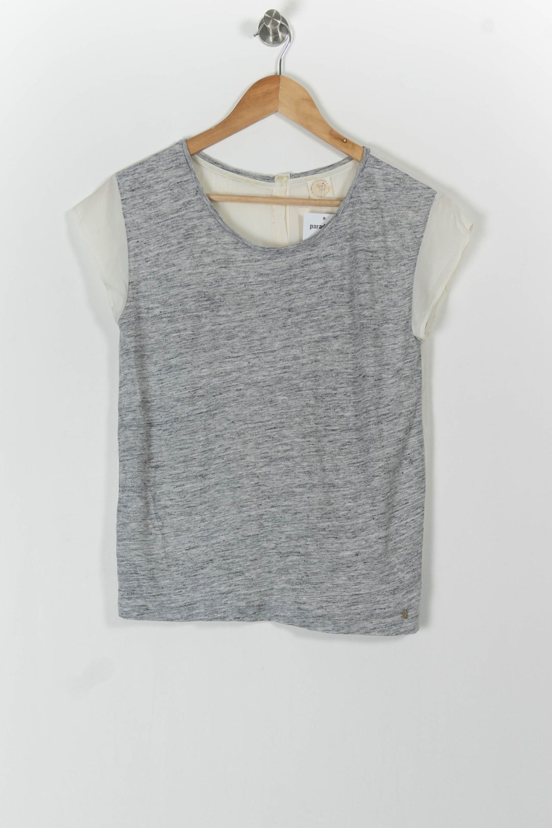 T-shirt Gris et Blanc - Taille S/36 de la marque Des petits hauts | PARAD66529 - Vendu par Paradigme - Image 2
