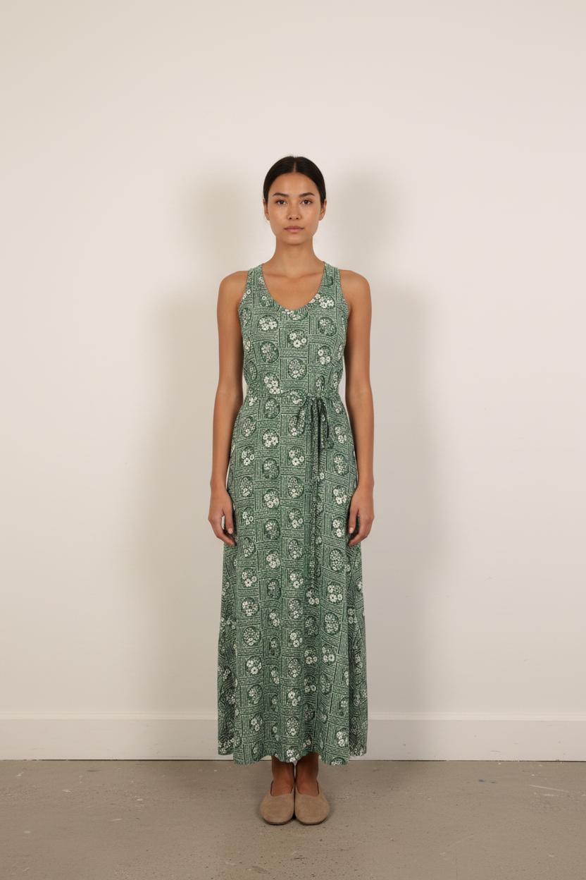 Robe Longue Verte et Blanche - Taille M/38