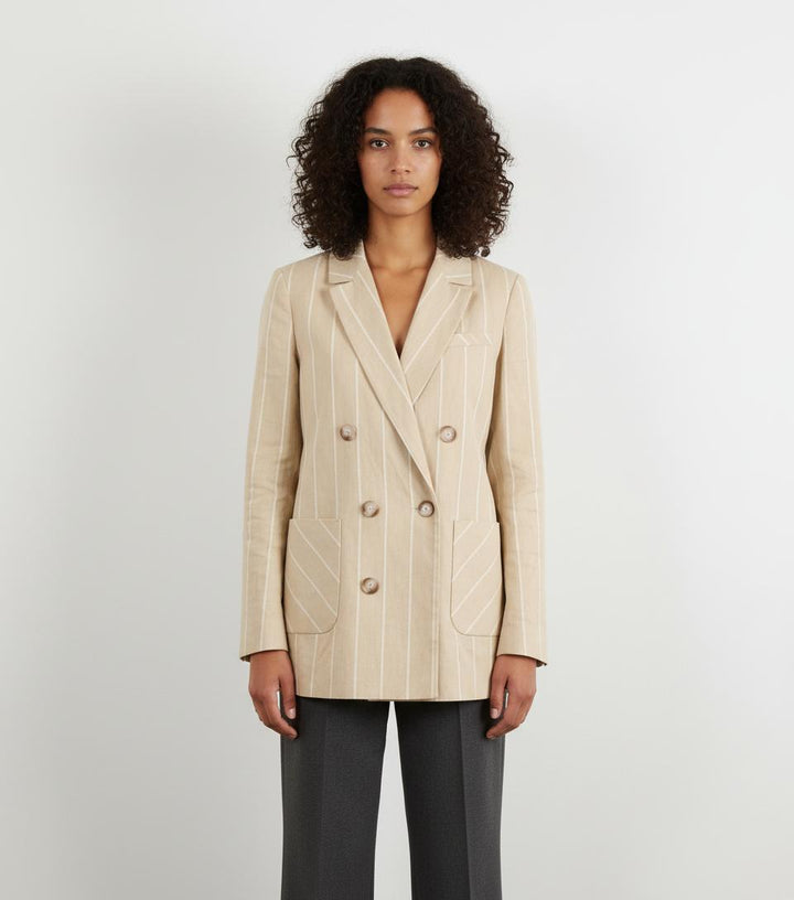 Blazer Beige à Rayures Blanches - Taille XS/34