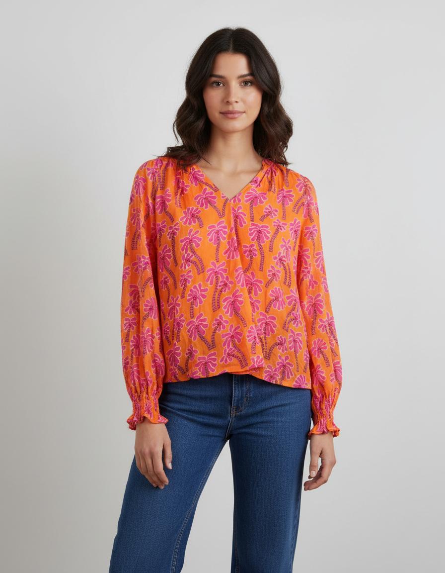 Blouse Orange et Rose - Taille S/36