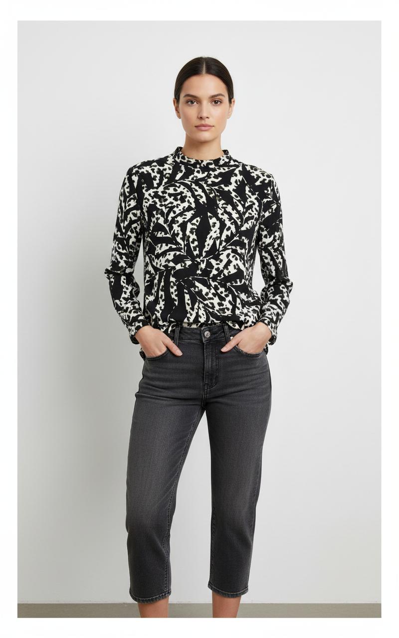 Blouse Noire et Blanche - Taille XS/34