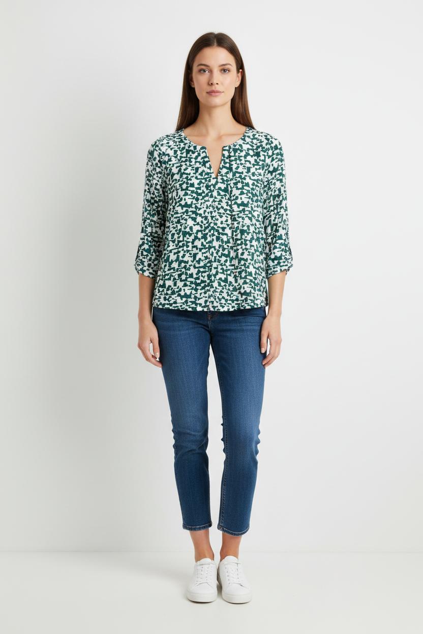 Blouse Verte et Blanche - Taille S/36