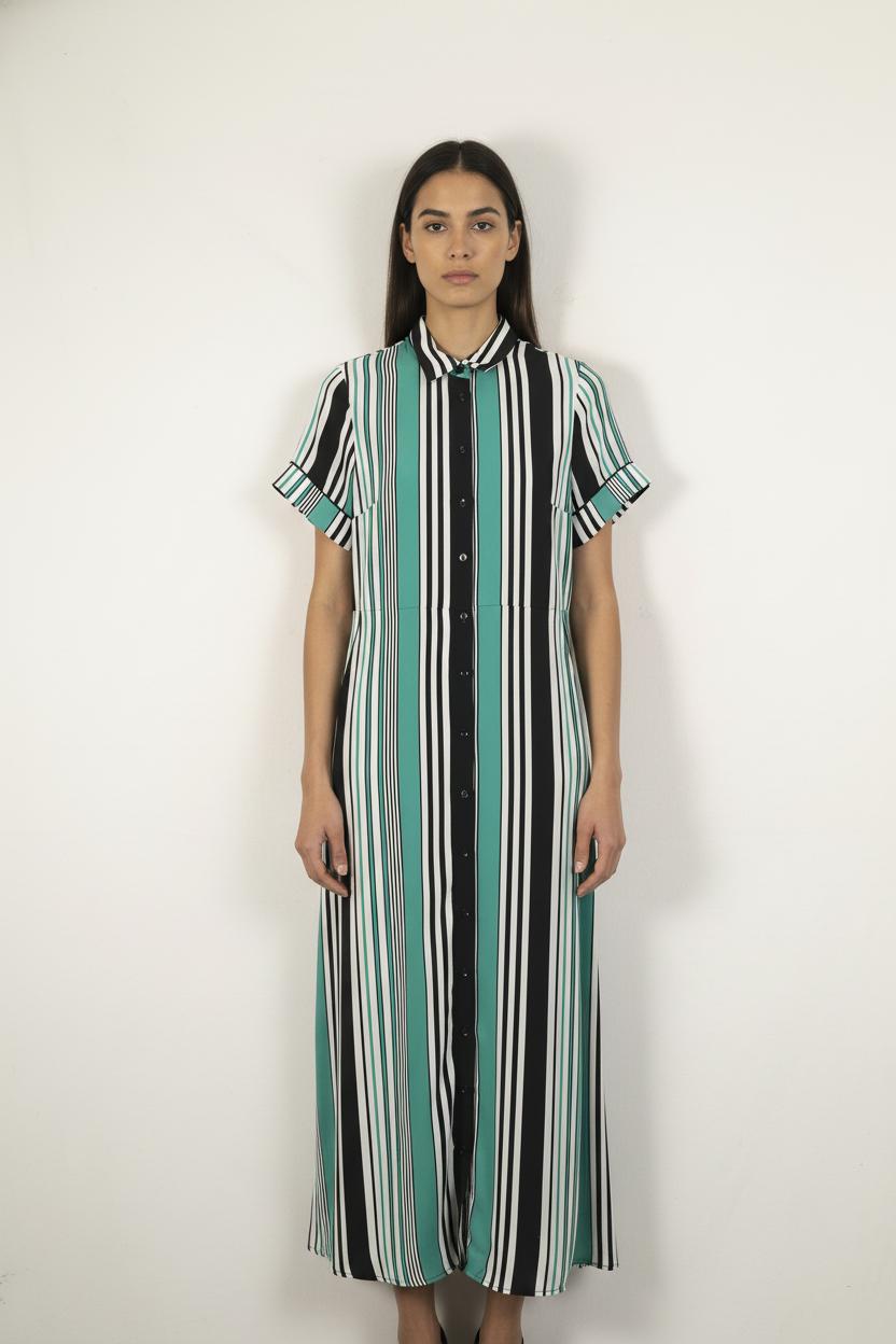 Robe Chemise Noire et Verte - Taille M/38