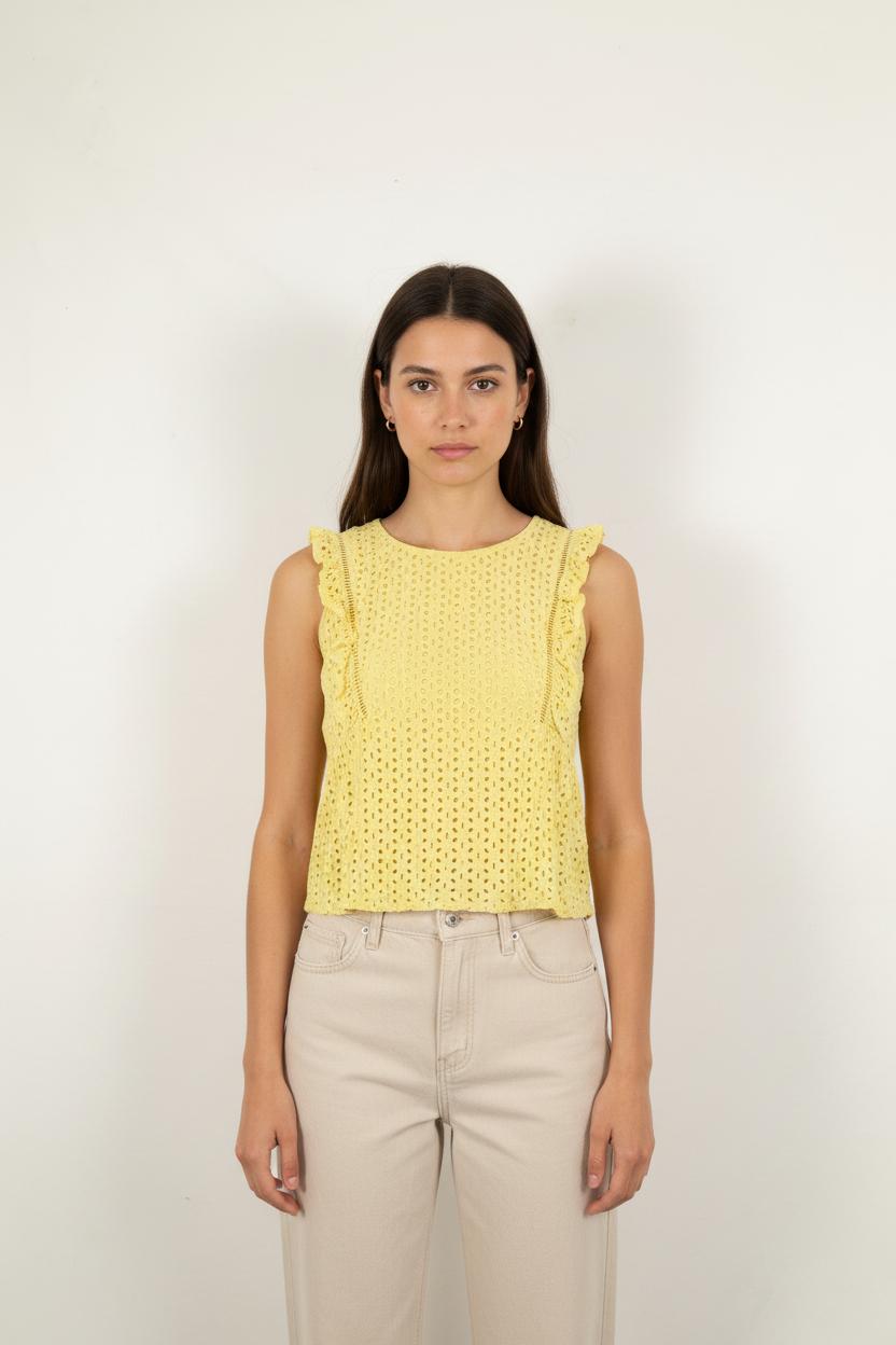 Blouse Sans Manches Jaune - Taille M/38
