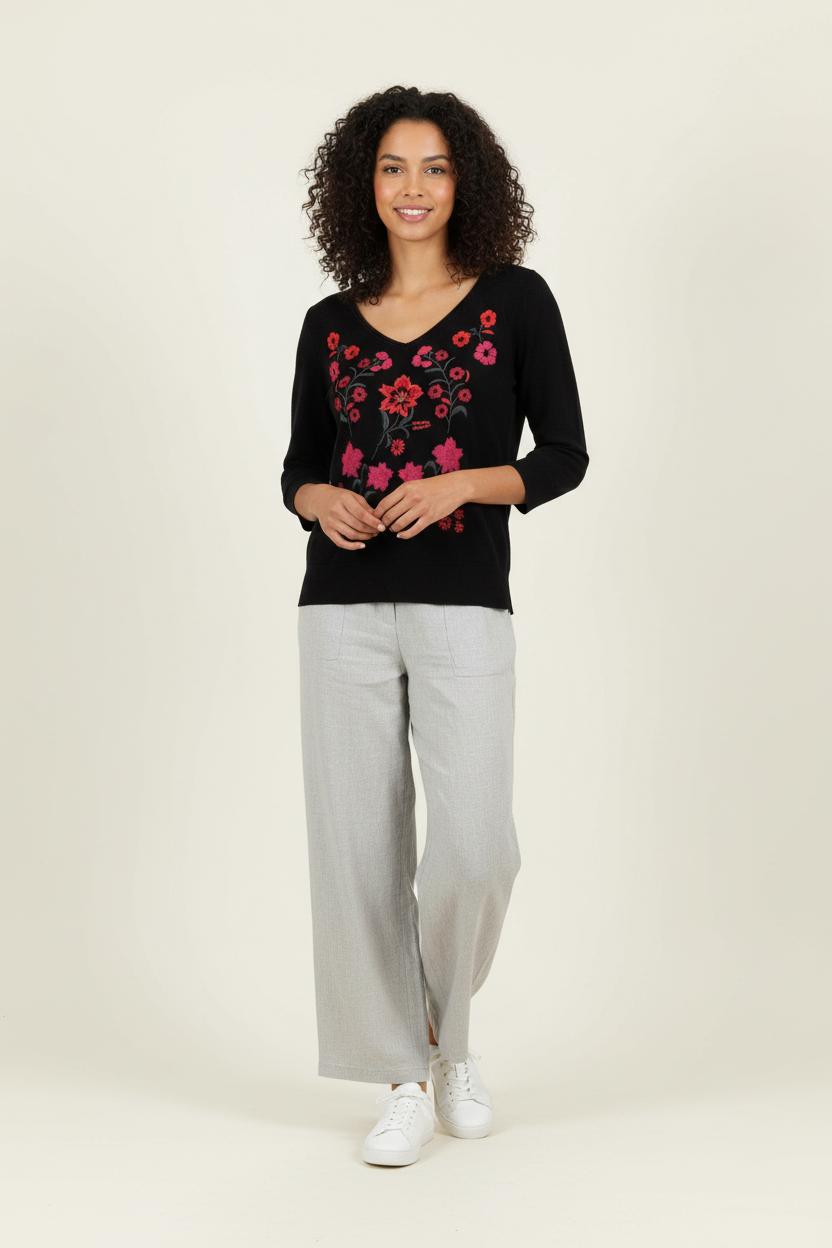 Pull Noir et Rouge - Taille S/36 de la marque Maison 123 | PARAD66745 - Vendu par Paradigme - Image 1