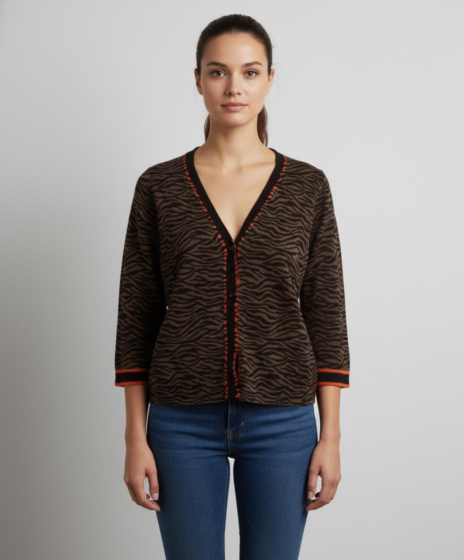 Cardigan Marron et Orange - Taille S/36