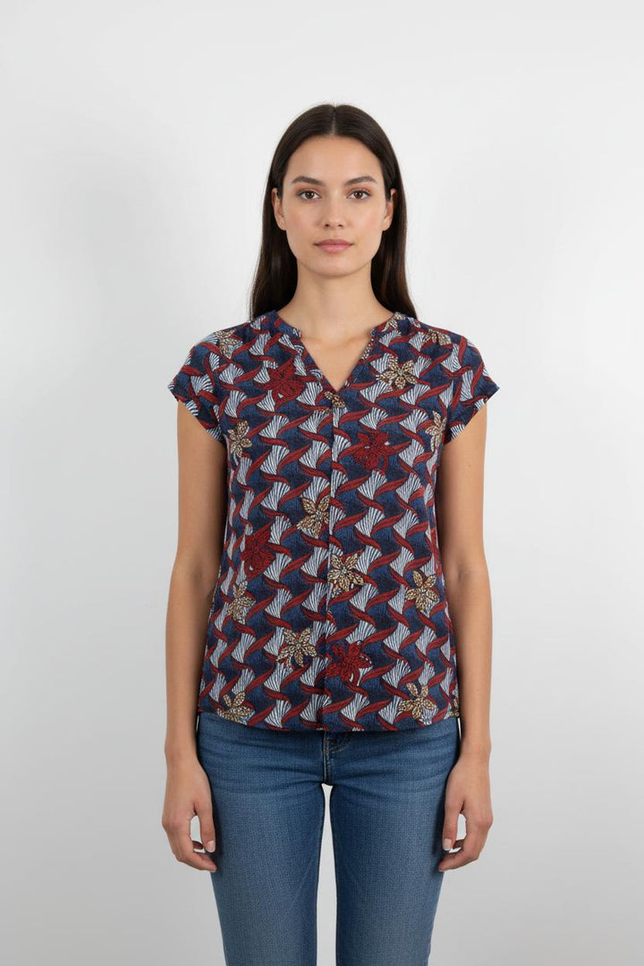 Blouse Bleu et Rouge - Taille S/36