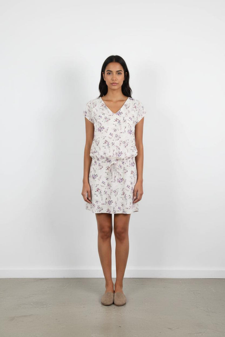 Robe Fleurie Blanche et Violette - Taille S/36